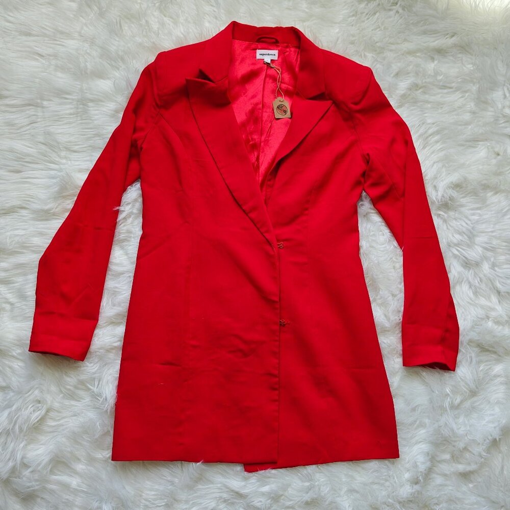 superdown Women’s Long Blazer Jacket, Red, Large